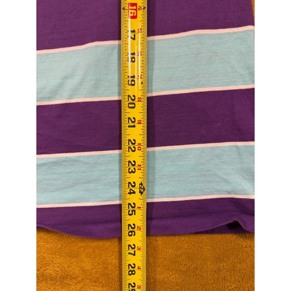 GUESS‎ Los Angeles Mens Striped T Shirt Purple Aqua White Size L - Picture 6 of 12